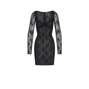 Stretch lace lined long sleeve underwire dress
